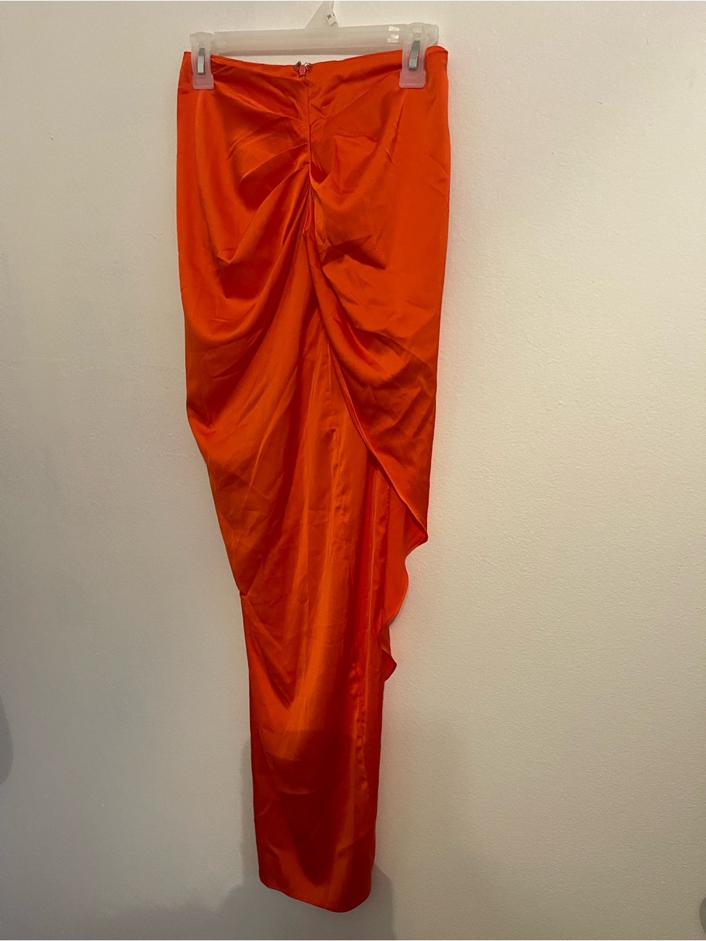 Oh Polly Bright Orange Satin Skirt. Size Small